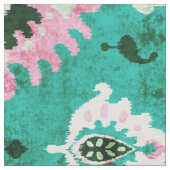 Chic rustikales, grünes und rosa Katzenmuster Stoff (Nahaufnahme)