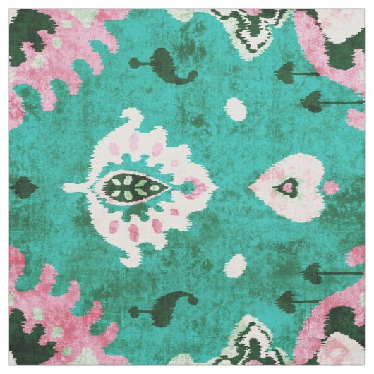 Chic rustikales, grünes und rosa Katzenmuster Stoff (Muster)