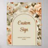 Chic Rusty Beige Sage Green Floral Personalized  Poster (Vorne)
