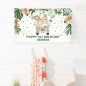 Chic Safari Jungle Animes Blush Floral Baby Girl Banner (Insitu)