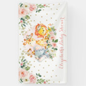Chic Safari Jungle Animes Blush Floral Baby Girl Banner (Vertikal)