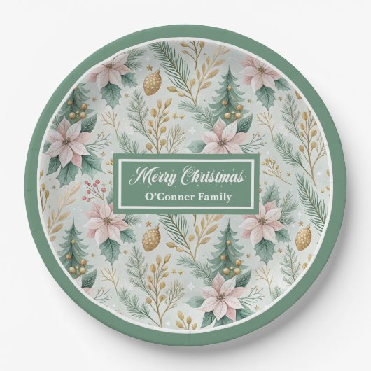Chic Sage and Gold Paper Plates Luxury Holiday Pappteller (Vorderseite)
