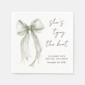Chic Sage Coquette Bow Wasserfarbe Brautparty Serviette (Vorderseite)