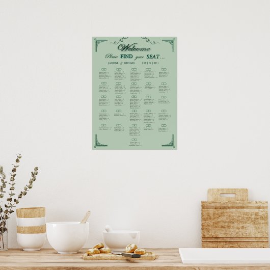 Chic Sage Eucalyptus Green Wedding Seating Chart   Poster (Küche)