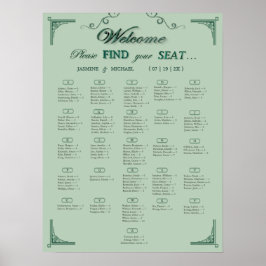 Chic Sage Eucalyptus Green Wedding Seating Chart   Poster