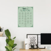 Chic Sage-Eukalyptus-Grün Hochzeit Sitzplan   Poster (Heimbüro)