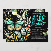 Chic Sage Flutter Baby Dusche Einladung (Vorne/Hinten)