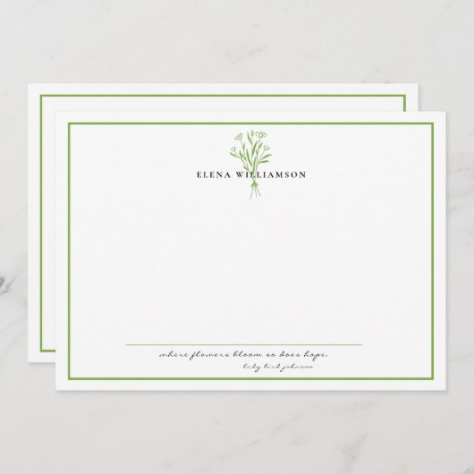 Chic Sage Frame - Blume & Hoffnung Personalisiert Mitteilungskarte (Vorne/Hinten)