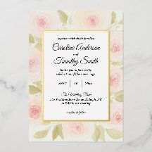 Chic Sage Green and Pink Rose Watercolor Wedding