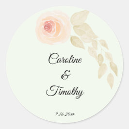 Chic Sage Green and Pink Rose Watercolor Wedding Runder Aufkleber