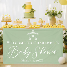 Chic Sage Green Baby Dusche Personalisiertes Party Banner