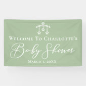 Chic Sage Green Baby Dusche Personalisiertes Party Banner (Horizontal)