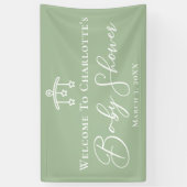 Chic Sage Green Baby Dusche Personalisiertes Party Banner (Vertikal)