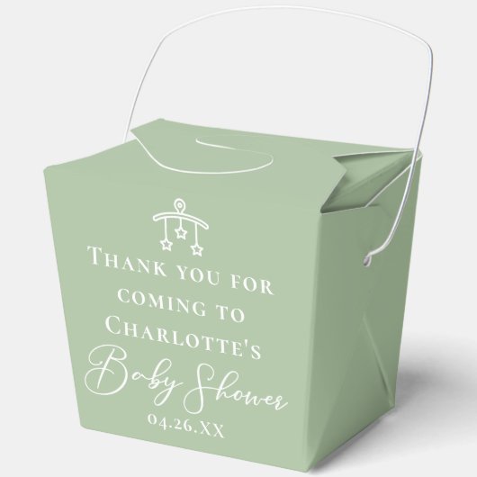 Chic Sage Green Baby Shower Customized Fortune Geschenkschachtel (Vorderseite)