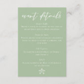 Chic Sage Green Baby Shower Event Details Begleitkarte (Vorderseite)