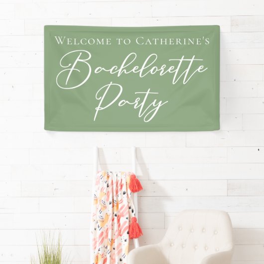 Chic Sage Green Bachelorette Party Personalized Banner (Insitu)
