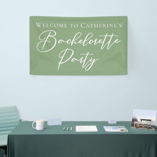 Chic Sage Green Bachelorette Party Personalized Banner (Messeveranstaltung)
