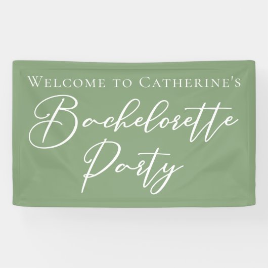 Chic Sage Green Bachelorette Party Personalized Banner (Horizontal)