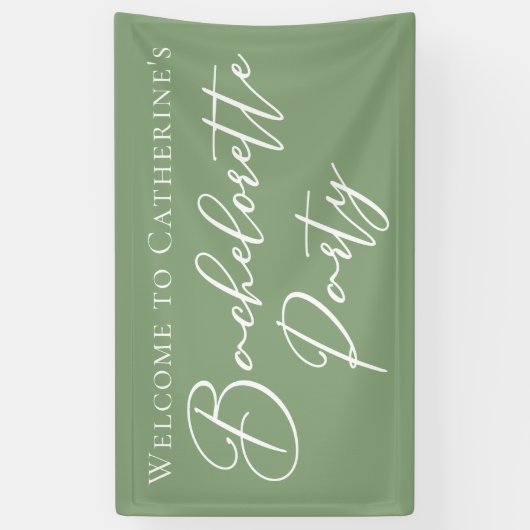 Chic Sage Green Bachelorette Party Personalized Banner (Vertikal)