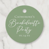 Chic Sage Green Bachelorette Party Personalized Geschenkanhänger (Vorderseite)