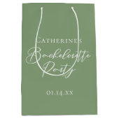 Chic Sage Green Bachelorette Party Personalized Mittlere Geschenktüte (Vorderseite)