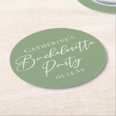 Chic Sage Green Bachelorette Party Personalized Runder Pappuntersetzer (Angewinkelt)
