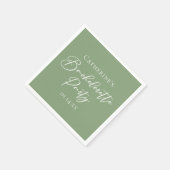 Chic Sage Green Bachelorette Party Personalized Serviette (Ecke)