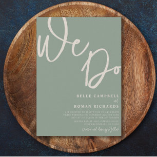 Chic Sage Green & Beige Wedding  Einladung