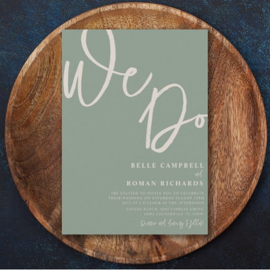 Chic Sage Green & Beige Wedding Einladung