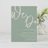 Chic Sage Green & Beige Wedding Einladung (Stehend Vorderseite)