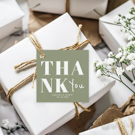 Chic Sage Green Bold Vielen Dank für Ihre Hochzeit Geschenkanhänger