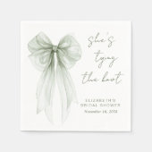 Chic Sage Green Bow Watercolor Bridal Shower Serviette (Vorderseite)