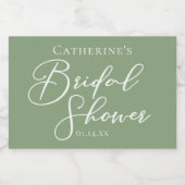 Chic Sage Green Brautparty Personalisiert Mini Schaumweinetikett (Einzelnes Label)