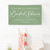 Chic Sage Green Brautparty Personalisiert Willkomm Banner (Insitu)
