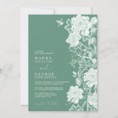 Chic Sage Green Chinoiserie Blumengarten Hochzeit Einladung (Vorderseite)