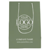 Chic Sage Green Corporate Company Business-Logo Mittlere Geschenktüte (Rückseite)
