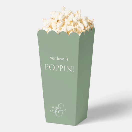 Chic Sage Green Couple Monogram Popcorn Geschenkschachtel (Geplatzt)