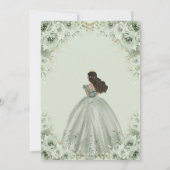 Chic Sage Green Floral Brown Prinzessin Quinceañer Einladung (Rückseite)