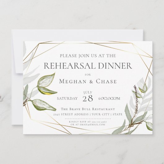 Chic Sage Green Foliage Einladung (Vorderseite)