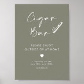 Chic Sage Green Gevor Cigar Bar Wedding Sign Poster (Vorne)
