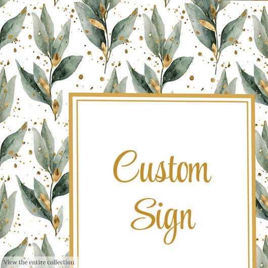 Chic Sage Green Gold Blätter Custom Poster
