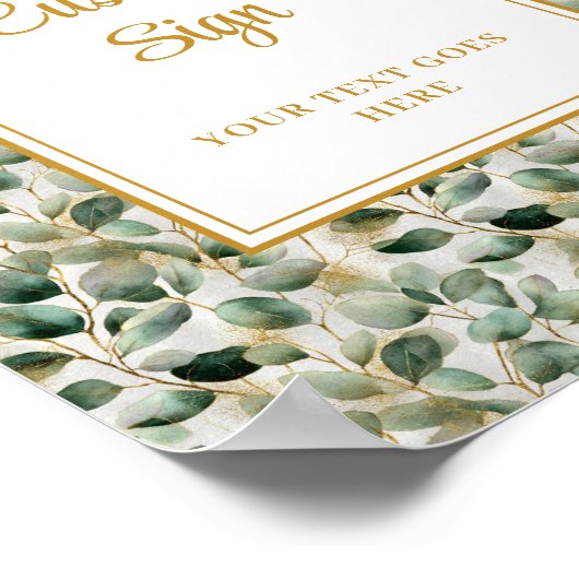Chic Sage Green Gold Blätter Hochzeit Custom Poste Poster (Ecke)