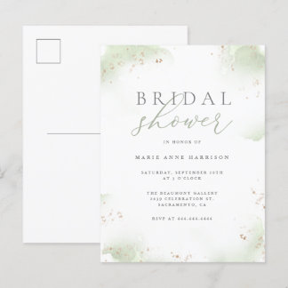 Chic Sage Green Gold Dust Brautparty Einladungspostkarte