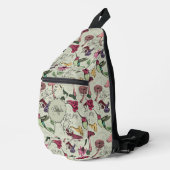 Chic Sage Green Hummingbird, Foliage & Flowers Crossbody Bag (Rechte Ecke)