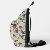 Chic Sage Green Hummingbird, Foliage & Flowers Crossbody Bag (Rechts)