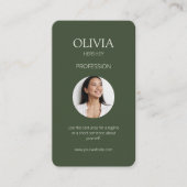 Chic Sage Green & Ivory Foto Social QR Code Visitenkarte (Vorderseite)