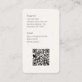 Chic Sage Green & Ivory Foto Social QR Code Visitenkarte (Rückseite)