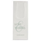 Chic Sage Green & Ivory Liebe & Danke Geschenktüte Für Weinflaschen (Vorderseite)