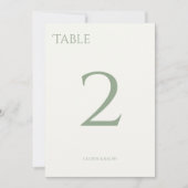 Chic Sage Green & Ivory Wedding Tischnummer Card (Vorderseite)