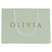 Chic Sage Green minimalistisch monogram Large Gift Große Geschenktüte (Vorderseite)